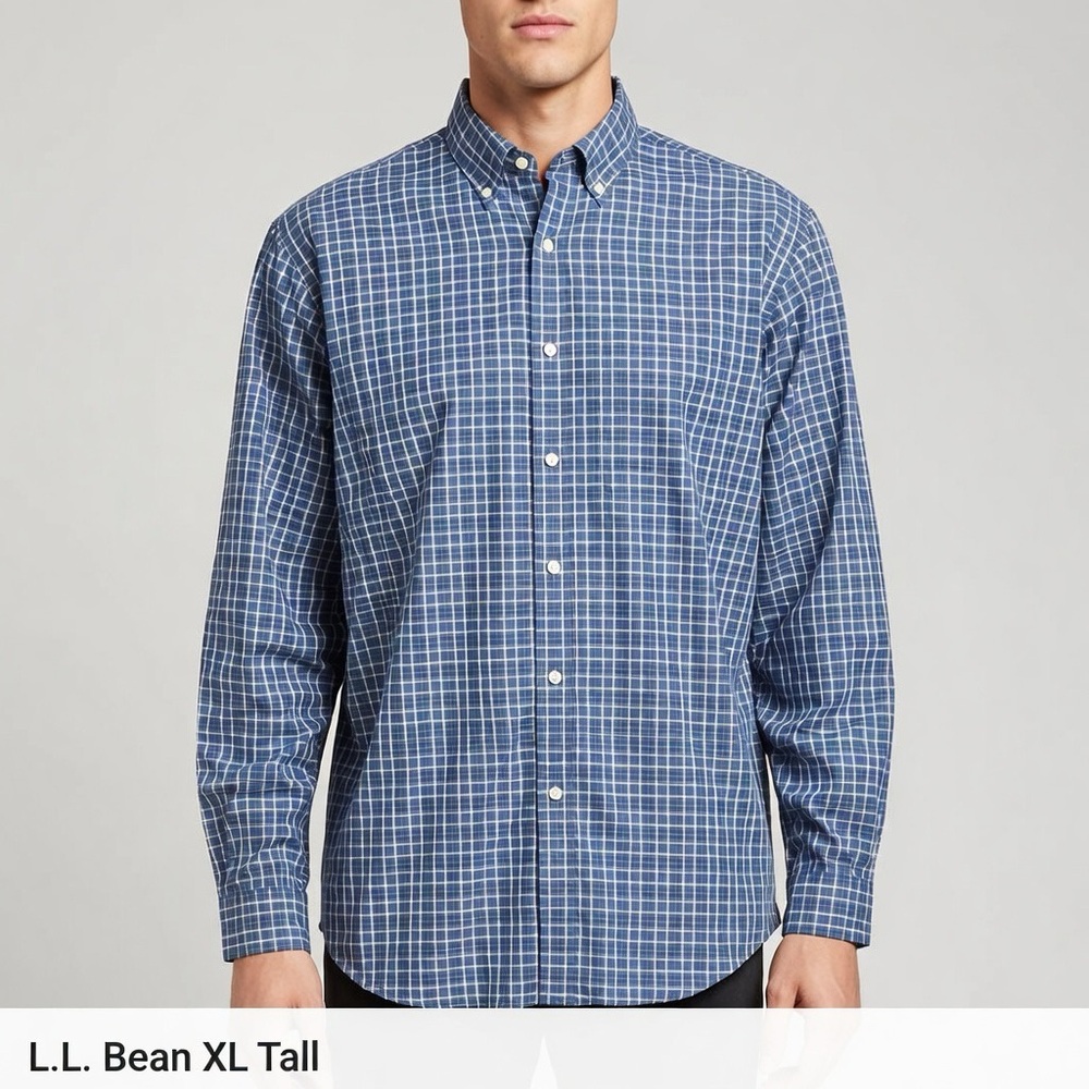 L.L.Bean Men’s Plaid Button-Down Shirt XL Tall Traditional Fit Oxford‎